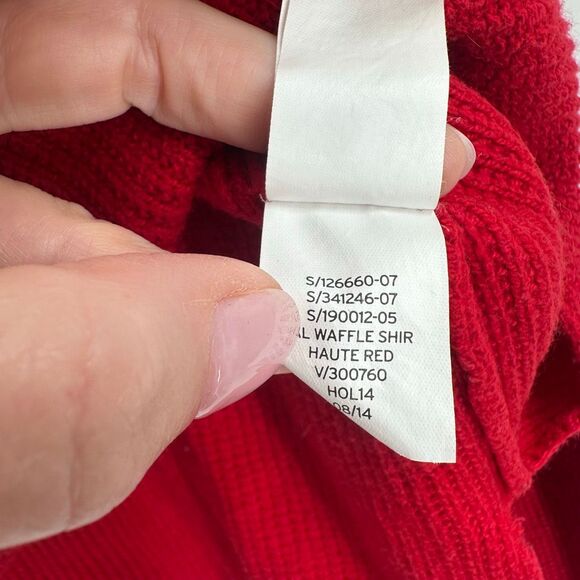 Gap Women’s Red‎ Thermal Waffle Knit Sweater Top Size Medium - Picture 7 of 9
